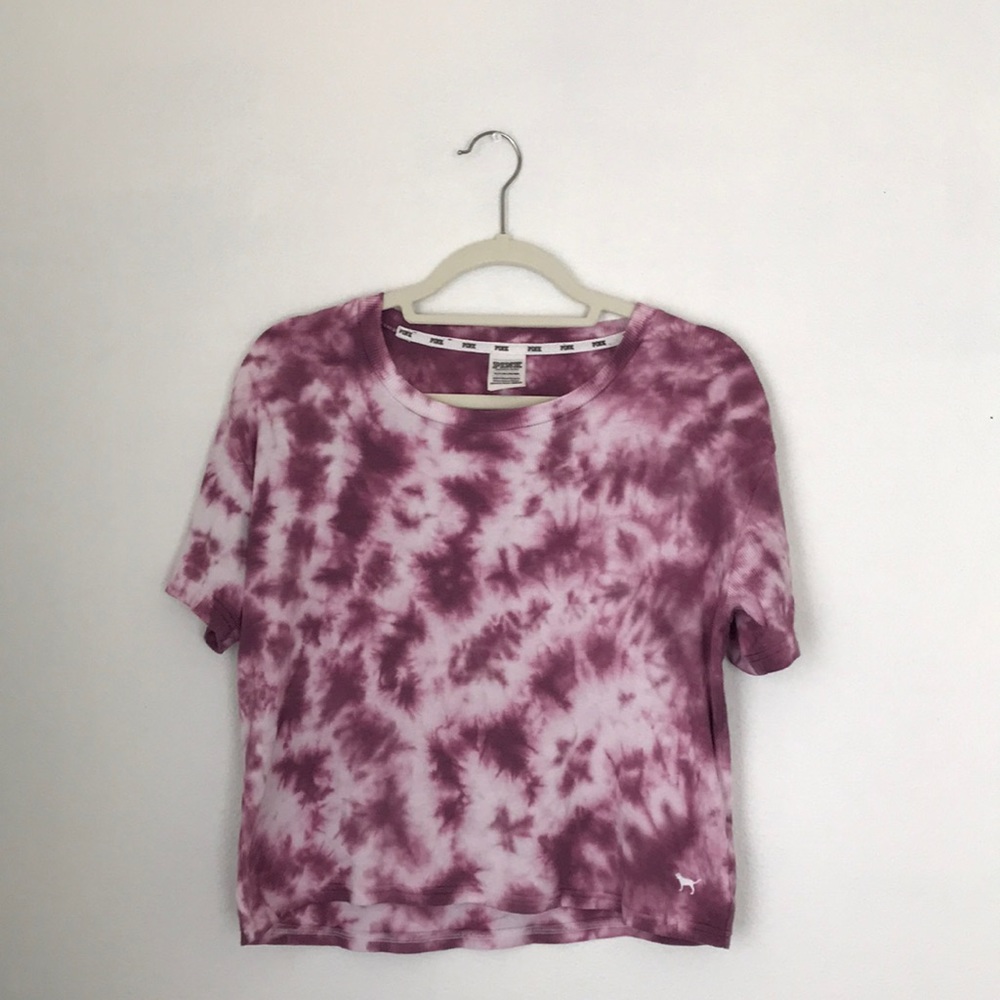 PINK tie dye cropped shirt